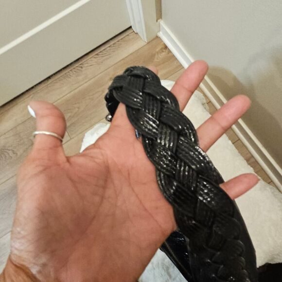 Elliott Lucca Black Leather Hobo Bag with Braid Accents - Picture 4 of 11